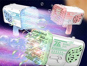 76-hole bubble gun bazooka with dazzling lights children's toys