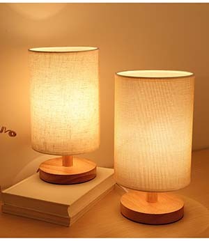 Bedroom bedside lamp solid wood simple modern warm creative dimmable table lamp