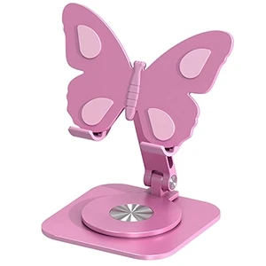 Butterfly shaped cell phone holder 360 degree rotating folding aluminum alloy cell phone holder