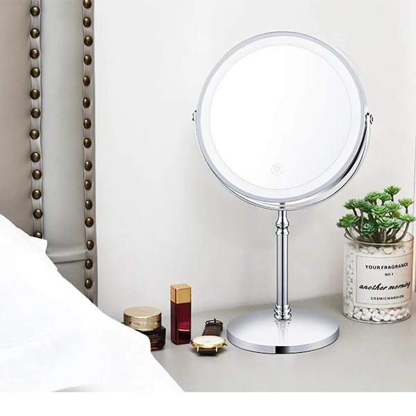 Lighted Makeup Mirror, LED Vanity Mirror, 1X/10x Magnifying Mirror, Corded in Satin Nickel Finish